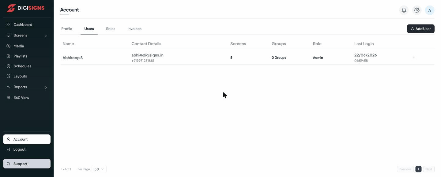 The Account Users tab